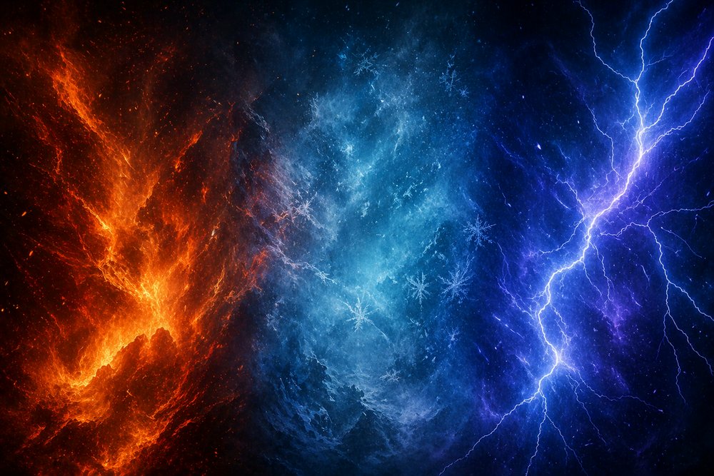 Fire, frost and lightning, the game's three talent paths